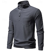 billige Basic gensere-Herre Genser Svart Hvit Militærgrønn Mørkegrå Opprett krage عادي Lomme Sport &amp; Utendørs Daglig Ferie Polyester Gatemote Grunnleggende Fritid Vår Høst Klær Gensere Gensere