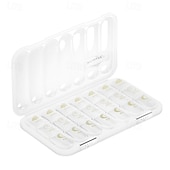 economico deposito bagagli e viaggi-Portapillole portatile con 21/28 scomparti, dispenser per farmaci settimanale, grande scomparto diviso, adatto per vitamine e farmaci quotidiani, ideale per viaggi, casa o come regalo.