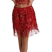 cheap Belly Dancewear-Samba Dancewear Belly Dance Sequin Tassel Skirt Half Bead Performance Skirtl Performance Costume