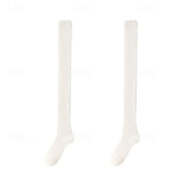 abordables Équipements de chauffage-chaussettes hautes duveteuses pour femmes, chaussettes chaudes et douces montantes jusqu'aux cuisses, chaussettes pantoufles confortables
