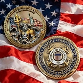 preiswerte U.S. 250. Jahrestag-U.S. Coast Guard Gedenk-Münze Zinklegierung Militär Challenge Coin 250. Jubiläums Marine Corps Tribute Metall-Sammelstück haltbares Goldton-Medaillon für Veteranen Semiquincentennial