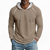 halpa perus t-paidat-Miesten T-paita Huppari Pitkähihainen Hupullinen Talvi 봄 &amp; Syksy Kaikki vuodenajat Yhtenäinen väri Neuleet Päivittäin Urheilullinen Hupullinen ulko- Kausaliteetti Urheilu- ja treenivaatteet Vaalean