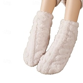 economico calzini da casa-Calzini invernali caldi da notte per donna e uomo, foderati in pile spesso, calzini anti-freddo in peluche, morbidi e comodi, antiscivolo, a metà polpaccio
