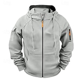 baratos hoodies básicos dos homens-Homens Moletom Full Zip Hoodie Moletom com zíper Azul Preto Branco Verde Tropa Vinho Com Capuz Tecido Zip Up Bolsos Desportos e Ar livre Casual Diário Roupa de rua Designer Básico Primavera Outono