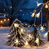 billige LED-stringlys-Julesnøfnuggetre fe-lyslenker 6m 40leds nyttårskranslys varm hvit til juletre hjem balkong ferie hage bryllup bursdagsfest dekorasjon