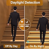 Недорогие Штекерные полосы света-Комплект светодиодной подсветки лестницы с интеллектуальным датчиком движения, 10-24 шт., 4,9-футовая светодиодная лента COB для внутренней подсветки лестниц, оснащенная кабелем с выключателем и