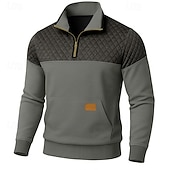  Pánské Mikina Waffle mikina Svetr Čtvrtletní mikina na zip Vodní modrá Fialová Armádní zelená Khaki Světle šedá Klopa Bez vzoru Slátanina Barevné bloky S texturou Ležérní Denní Sporty a outdoor