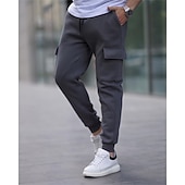 billige last cargo-Herre Cargo joggebukse Joggebukser Fleecebukser Jogger Bukser Snorer Lomme Elastisk midje عادي Komfort Varm utendørs Daglig Ut på byen Mote Fritid Svart Hvit Mikroelastisk