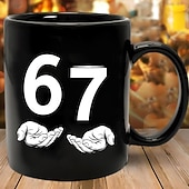 billige Krus og kopper-67 meme-krus morsom gave kaffekrus hysterisk morsomt talldesign med åpne hender perfekt gaveidé til kaffeentusiaster unik bursdags- eller høytidsgaveidé