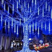 voordelige Zonne-lichtslingers-2 In 1 Buiten Zonne- Meteor Shower Licht String 16Tubes 384 LED Parels Binnen en Buiten Binnenplaats Dakrand Balkon Portiek Bruiloft Festival Sfeer Decoratieve Lichten Afstandsbediening