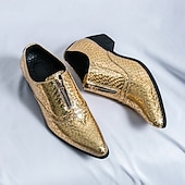 お買い得  オックスフォードシューズ-メンズ ブルー パテントレザー クロコダイルプリント ジッパー シューズ - イブニングウェアや高級な集まりに最適な高級フットウェア