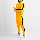 Χαμηλού Κόστους βασικές φόρμες-Ανδρικά Πουλόβερ Φόρμα Σετ ρούχων Όρθιος Γιακάς ΕΞΩΤΕΡΙΚΟΥ ΧΩΡΟΥ Καθημερινά Αθλητικά Κορδόνι Τσέπη Συνδυασμός Χρωμάτων Μαύρο Κίτρινο Ρουμπίνι Πολυεστέρας Ρούχα Γυμναστικής Μοντέρνα Κομψό στυλ street