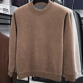 preiswerte Herrenpullover-Herren Pullover Strickpullover Gerippt Stricken Normale Oberteile Gestrickt Fleece Einfach Rundhalsausschnitt Mode Basic Urlaub Alltagskleidung Bekleidung Herbst Winter Schwarz Grün M L XL