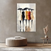 cheap People Paintings-Handmade Oil Painting Canvas Wall Art Decoration Abstract Figures Fashion Model for Home Sofa Background Entrance Hall Decor Stretched Frame Hanging Painting/Rolled Frameless Unstretched Painting