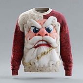  Ugly Christmas Sweater Men's Santa Claus Print Pullover Sweater Jumper Knitwear Crewneck Casual Vacation Daily Keep Warm Long Sleeve Spring Fall Winter Red Purple Green