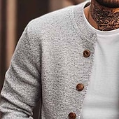 economico Maglioni Cardigan da uomo-Per uomo Felpa Cardigan A Coste Maglia Top Regolari Lavorato a maglia Semplice Girocollo Vacanza Moda Casuale Abbigliamento quotidiano Abbigliamento Autunno Inverno Grigio S M L
