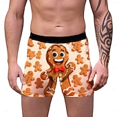 billiga Underkläder-Jul Boxerkalsonger Underkläder julklapp jultomten Grafisk för Herr Vuxna 3D-utskrift för Jul Karnival Nyår Fest