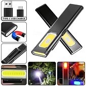 cheap Household Appliances-Rechargeable COB Work Light, Super Bright Magnetic LED Flashlight with Pocket Clip, USB-C, 5 Modes with Red &amp; Blue Strobe - Slim Inspection Light for Car Repair, Camping, and Emergency