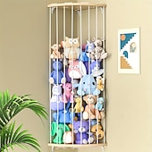 Недорогие Декор для стен-Угловая деревянная стойка для хранения мягких игрушек с рисунком в виде звезд, регулируемая длина, большая подвесная стойка для хранения мягких игрушек, подходит для игровых комнат в детских садах,