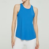 cheap Women's Shirt-Women's Solid Colored Tank Top Workout Tops Loose Fit Elastic Sweat-Wicking Breathable Tennis Pickleball Yoga Crew Neck Top Black White Yellow Tennis Clothing