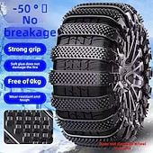  10pcs Heavy-Duty Reusable Anti-Slip Snow Tire Chains - Durable Plastic Suitable for ATVs Cars Trucks & SUVs - Essential Emergency Driving Safety Accessory (Recommended for 315/35 to 21 Size Tyres)