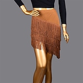 economico Abbigliamento danza del ventre-Gonna con Frange e Paillettes Samba Dancewear Gonna Latina con Elastico Costume di Performance per Danza Moderna Ballo Salsa Samba