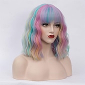 cheap Carnival Wigs-Carnival Wig 2026 Pink Red Blue Curly Short Synthetic Festival Wig Mardi Gras Parade Cosplay Costume Hair for Women