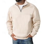 cheap Basic Sweatshirts-Men's Sweatshirt Fleece Sweatshirt Pullover Quarter Zip Sweatshirt Black Army Green Navy Blue Khaki Dark Gray Half Zip Plain Casual Daily Sports &amp; Outdoor Polyester Streetwear Basic Casual Fall