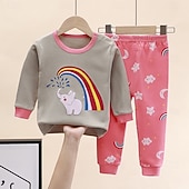 billiga Pyjamas-Småbarn Pojkar 2 delar Pyjamasset Långärmad Z17 Z29 Z13 Ensfärgat Djur Vår Höst Förtjusande Hem 7-13 år