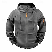 baratos hoodies básicos dos homens-Homens Moletom Full Zip Hoodie Moletom com zíper Azul Preto Branco Verde Tropa Vinho Com Capuz Tecido Zip Up Bolsos Desportos e Ar livre Casual Diário Roupa de rua Designer Básico Primavera Outono