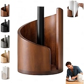 cheap Storage Racks-Mountain Paper Towel Holder Countertop with Mango Wood Round Base and Holder, Wood Paper Towel Holders Countertop, Spiral Design Decorative Storage Box for Bathroom Storage