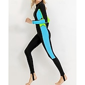 cheap One Pieces Rash Guards-Women's Full Body Rash Guard One Piece Surfing Suit Color-blocking with Built in Bra  UPF 50+ Tummy Control Long Sleeve Diving Suit Surfing Canoeing Snorkeling Winter