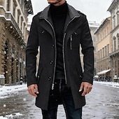 economico Trench da uomo-Per uomo Cappotto Invernale Cappotto di lana Cappotto Trench All'aperto Casuale Autunno Inverno Misto lana Calore Termico Capispalla Abbigliamento Moda Streetwear Semplice Tasca Collo ripiegato