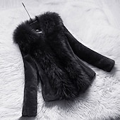 economico Pellicce &amp; Pelli-Per donna Cappotto Invernale Cappotto in Pelliccia Sintetica Caldo Confortevole Bordo in pelliccia Attivo Vintage Moda Carino Tinta unica Formale Matrimonio Vacanza Casa Corto Scollo a V Vestibilit