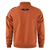 abordables veste de sport-Homme Veste Légère Veste Cargo Veste Décontractée Vacances Quotidien Résistant à l&#039;usure Avec Poches Automne Hiver Uni Mode Classique Col montant Régulier Noir Jaune Orange Bleu de minuit Beige Veste