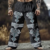 economico Pantaloni casual stampati da uomo-Per uomo Motivo Geometrico Vichingo Arte celtica Pantaloni Pantaloni casual Pantaloni Larghi Misura del girovita medio Vintage Retrò Casuale All'aperto Coulisse elastica in vita Pantaloni tipo lino