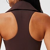 billiga Kvinnors skjorta-Dam Solid färg Halterlinne Inbyggd BH UV-skydd Snabb tork Elastisk Andningsfunktion Tennis Träning Löpning Halsband Överdelar Svart Vit Purpur Tenniskläder