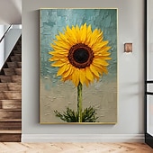 economico Quadri fiori/botanica-Dipinto originale a olio di girasole su tela, dipinto a mano ...