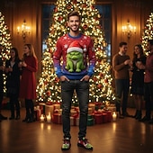 cheap Men's Sneakers-Fun Ugly Christmas Shoes Men's 3D Print Cartoon Character Design Graphic Sneakers with Festive Snowflake Design