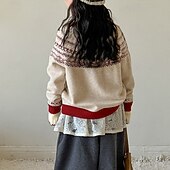 cheap Sweaters &amp; Cardigans-Kids Girls' Cardigan Sweater Heart Outdoor Long Sleeve Button Up Fashion 4-12 Years Fall Beige