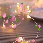 billige LED-stringlys-Elegant Perle Rose Formet LED Lyslenker 2m 20 LEDs Batteridrevet Bryllup Bursdag Fest Hjem Patio Hage Blomster Tre Dekorasjon