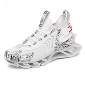 Χαμηλού Κόστους Ανδρικά Παπούτσια Τρεξίματος-Ανδρικά λευκά και γκρι αθλητικά αθλητικά παπούτσια - παπούτσια υψηλών επιδόσεων με αναπνεύσιμο σχεδιασμό για τρέξιμο, υπαίθριες δραστηριότητες και καθημερινή χρήση