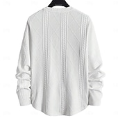 Недорогие основные футболки-Муж. Футболка Рубашка с длинным рукавом Длинный рукав Вырез под горло Весна Осень Зима Геометрический принт Полотняное плетение Пит Стрип Мода Оригинальный рисунок Классический Жаккард Вязанная