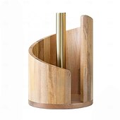 cheap Storage Racks-Mountain Paper Towel Holder Countertop with Mango Wood Round Base and Holder, Wood Paper Towel Holders Countertop, Spiral Design Decorative Storage Box for Bathroom Storage