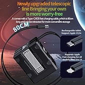 זול מטענים אלחוטיים-מטען אולטרה מהיר של גן 120 וואט PD3.0 סוג C תאורה כפולה יציאת O כבל נשלף טלפון נייד מחשב נייד טעינה מהירה