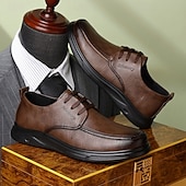 economico Scarpe Casual con Lacci-scarpe da lavoro da uomo marrone scuro, eleganti con lacci, in similpelle di alta qualità, perfette per l'ufficio e le occasioni professionali