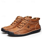 economico Stivaletti alla caviglia-sneakers da uomo in similpelle marrone con lacci: eleganti e versatili, ideali per il lavoro, l'abbigliamento casual e le attività all'aperto