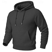 cheap Fleece Hoodie-Men's Hoodie Fleece Hoodie Fleece lined Hoodie Blue Apricot Black White Yellow Hooded Plain Kangaroo Pocket Casual Daily Sports &amp; Outdoor Polyester Streetwear Cool Sportswear All Seasons Clothing