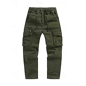 baratos Calças Cargo-Homens Calças Cargo Calças Bolso multi Tecido A Prova de Vento Vestível Comprimento total Ao ar livre Diário Acampar e Caminhar Roupa de rua à moda Exército verde Preto