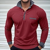 economico Polo classica da uomo-Per uomo Semplice Maglia da golf Manica Lunga Bavero Vacanza Essenziale Tempo libero Sportivo Ferie Casual Quotidiano Patchwork Tasca Bottoni Tutte le stagioni Blu chiaro Nero Bianco